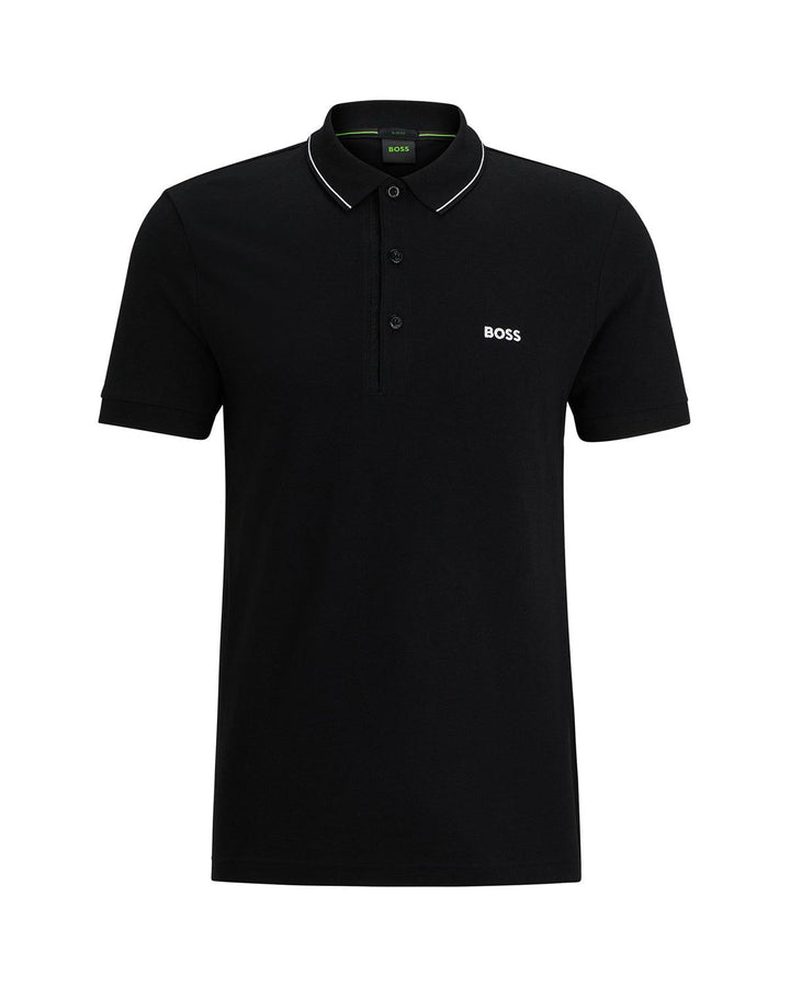 HUGO BOSS MENS PAULE 4 POLO SHIRT BLACK-Designer Outlet Sales