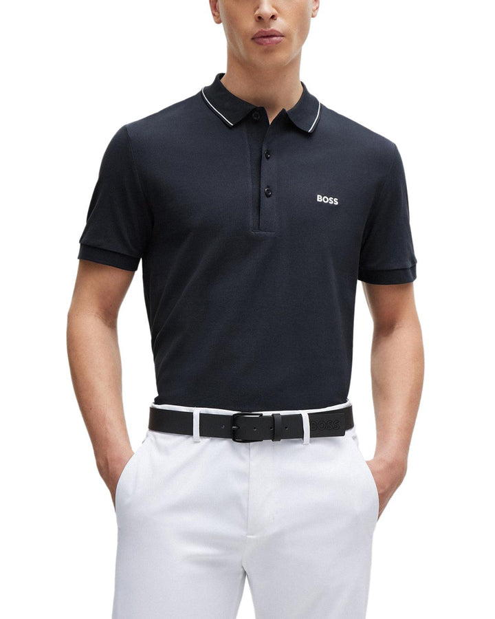 HUGO BOSS MENS PAULE 4 POLO SHIRT NAVY-Designer Outlet Sales