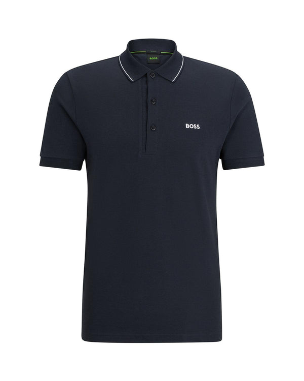 HUGO BOSS MENS PAULE 4 POLO SHIRT NAVY-Designer Outlet Sales