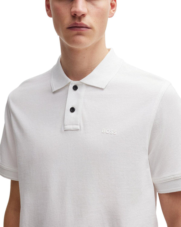 HUGO BOSS MENS PRIME POLO SHIRT WHITE-Designer Outlet Sales