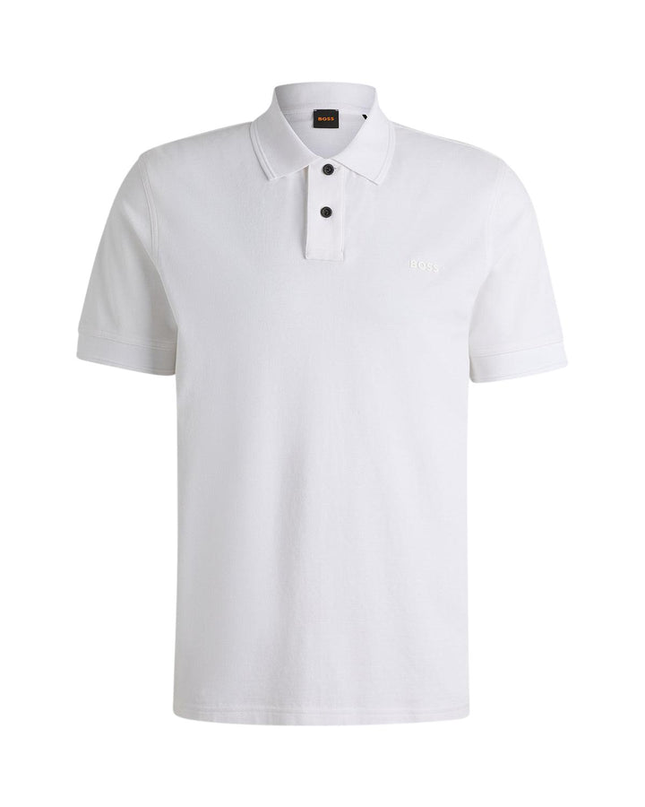 HUGO BOSS MENS PRIME POLO SHIRT WHITE-Designer Outlet Sales