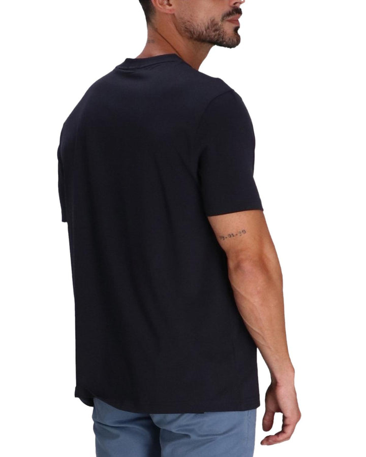 HUGO BOSS MENS STRETCH COTTON RAISED LOGO T-SHIRT DARK BLUE-Designer Outlet Sales