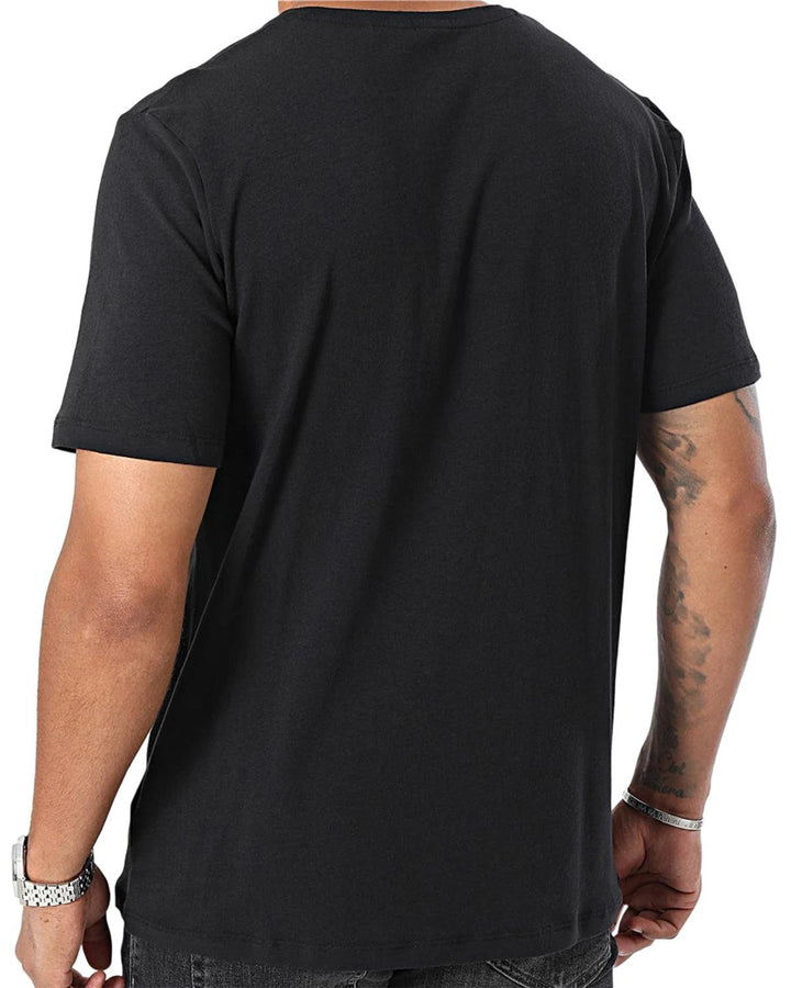 HUGO BOSS MENS STRETCH COTTON STRIPE LOGO T-SHIRT BLACK-Designer Outlet Sales