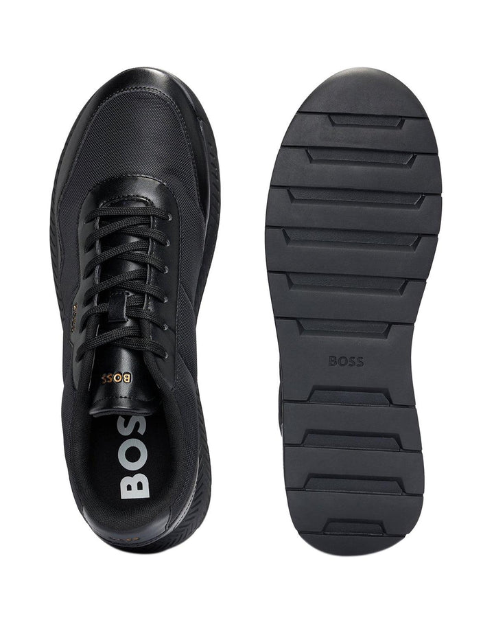 HUGO BOSS MENS TTNM EVO RIDGED OUTSOLE TRAINERS BLACK-Designer Outlet Sales