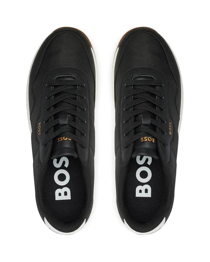 HUGO BOSS MENS TTNM EVO RIDGED OUTSOLE TRAINERS BLACK WHITE-Designer Outlet Sales