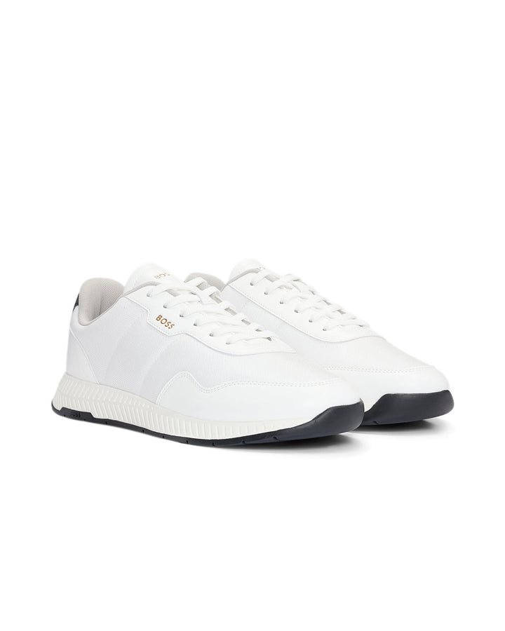 HUGO BOSS MENS TTNM EVO RIDGED OUTSOLE TRAINERS WHITE-Designer Outlet Sales