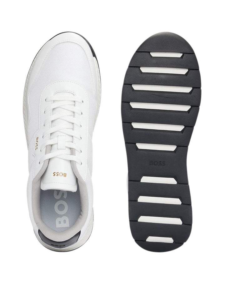 HUGO BOSS MENS TTNM EVO RIDGED OUTSOLE TRAINERS WHITE-Designer Outlet Sales