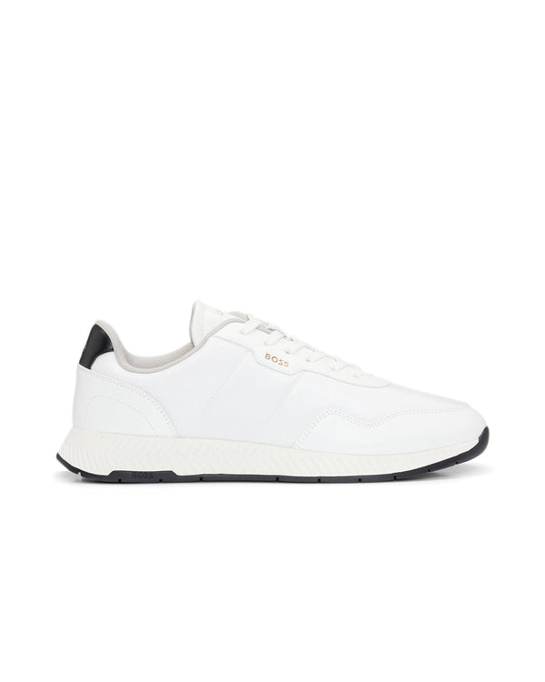 HUGO BOSS MENS TTNM EVO RIDGED OUTSOLE TRAINERS WHITE-Designer Outlet Sales