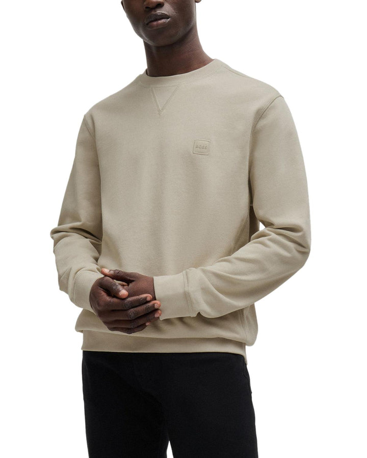 HUGO BOSS MENS WESTART SWEATSHIRT LIGHT BEIGE-Designer Outlet Sales