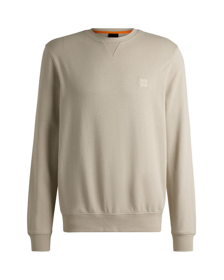 HUGO BOSS MENS WESTART SWEATSHIRT LIGHT BEIGE-Designer Outlet Sales