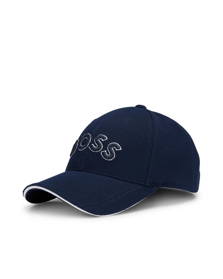 HUGO BOSS WOVEN PIQUE EMBROIDERED LOGO CAP DARK BLUE-Designer Outlet Sales