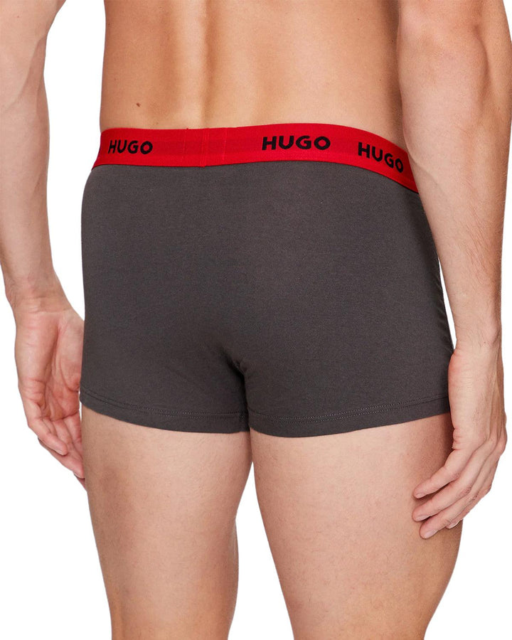 HUGO MENS 3 PACK EOSP TRUNKS BLACK CHARCOAL NAVY-Designer Outlet Sales