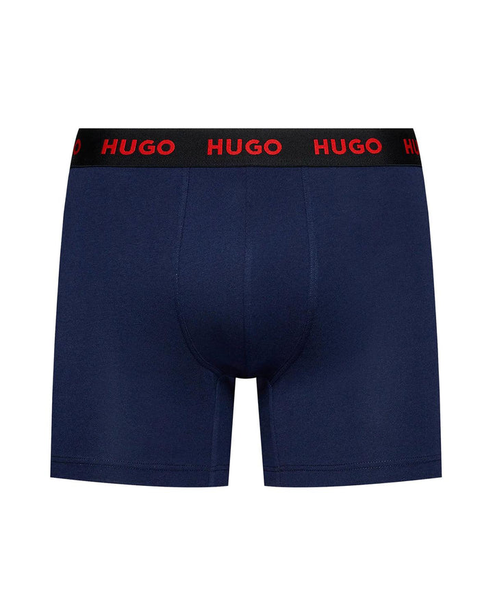 HUGO MENS 3 PACK TRIPLET BOXER BRIEFS BLACK CHARCOAL NAVY-Designer Outlet Sales