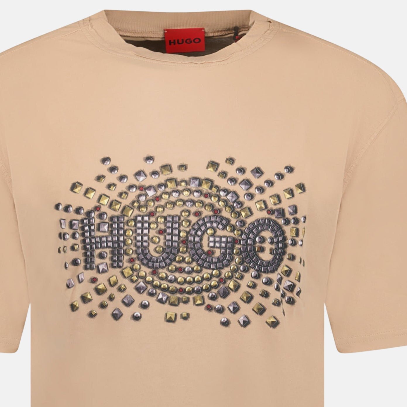 HUGO Studded Logo Cotton - Jersey T-Shirt Brown – C23 | Studio DOS by Designer Outlet Sales