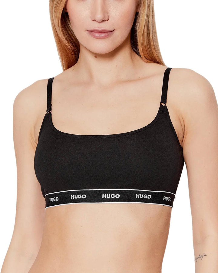 HUGO WOMENS 2 PACK BRALETTES BLACK-Designer Outlet Sales