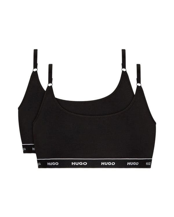 HUGO WOMENS 2 PACK BRALETTES BLACK-Designer Outlet Sales