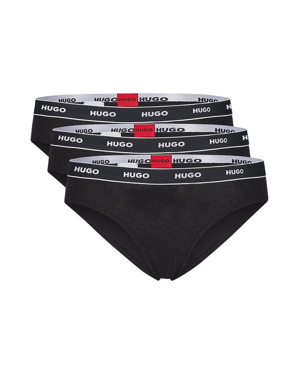 HUGO WOMENS 3 PACK BRIEFS BLACK-Designer Outlet Sales