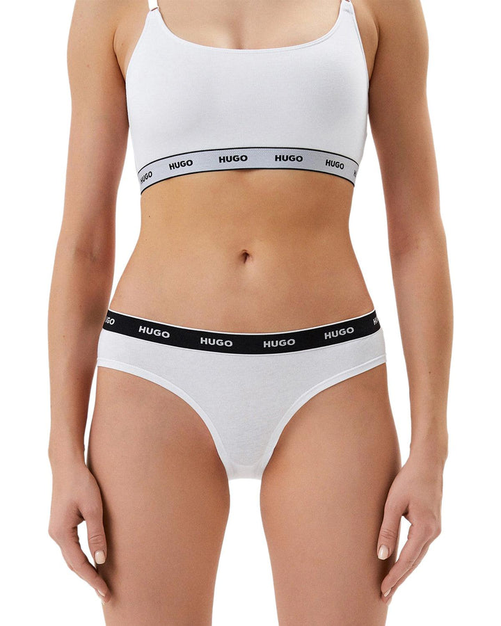 HUGO WOMENS 3 PACK BRIEFS BLACK WHITE-Designer Outlet Sales