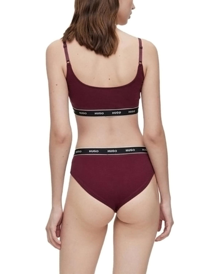 HUGO WOMENS 3 PACK BRIEFS BURGUNDY PINK RED-Designer Outlet Sales