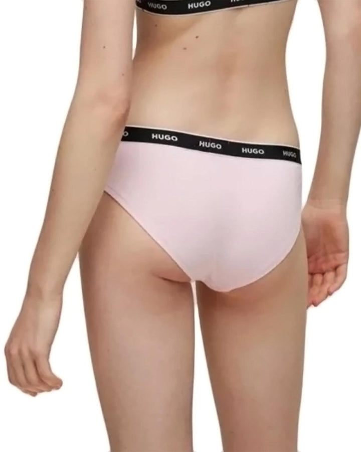 HUGO WOMENS 3 PACK BRIEFS BURGUNDY PINK RED-Designer Outlet Sales