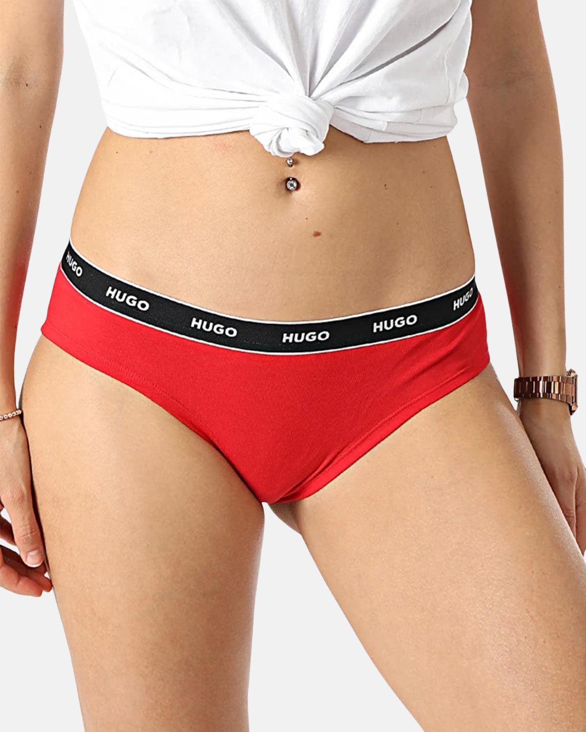 HUGO WOMENS 3 PACK BRIEFS BURGUNDY PINK RED – HUGO-50480157-972-XS | Studio DOS by Designer Outlet Sales
