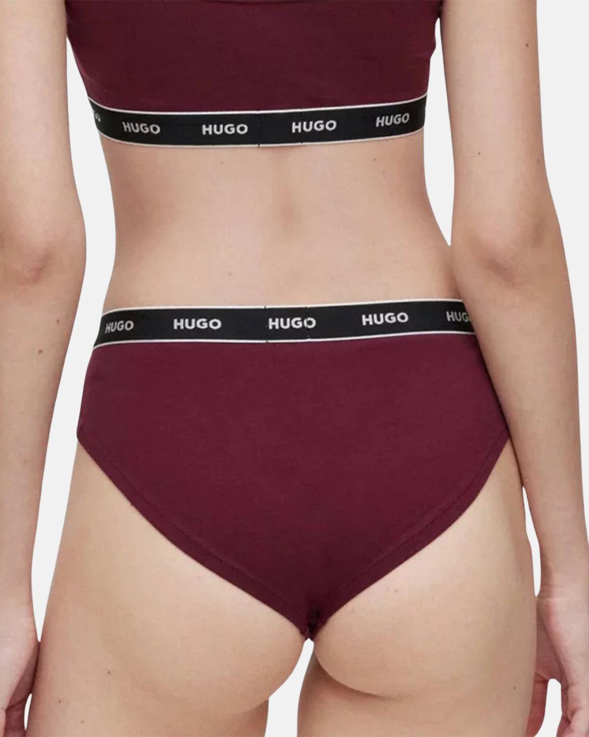 HUGO WOMENS 3 PACK BRIEFS BURGUNDY PINK RED – HUGO-50480157-972-XS | Studio DOS by Designer Outlet Sales