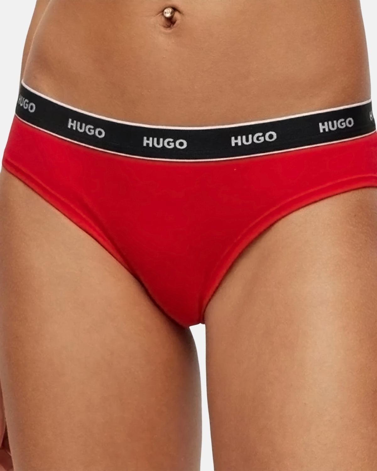 HUGO WOMENS 3 PACK BRIEFS BURGUNDY PINK RED – HUGO-50480157-972-XS | Studio DOS by Designer Outlet Sales