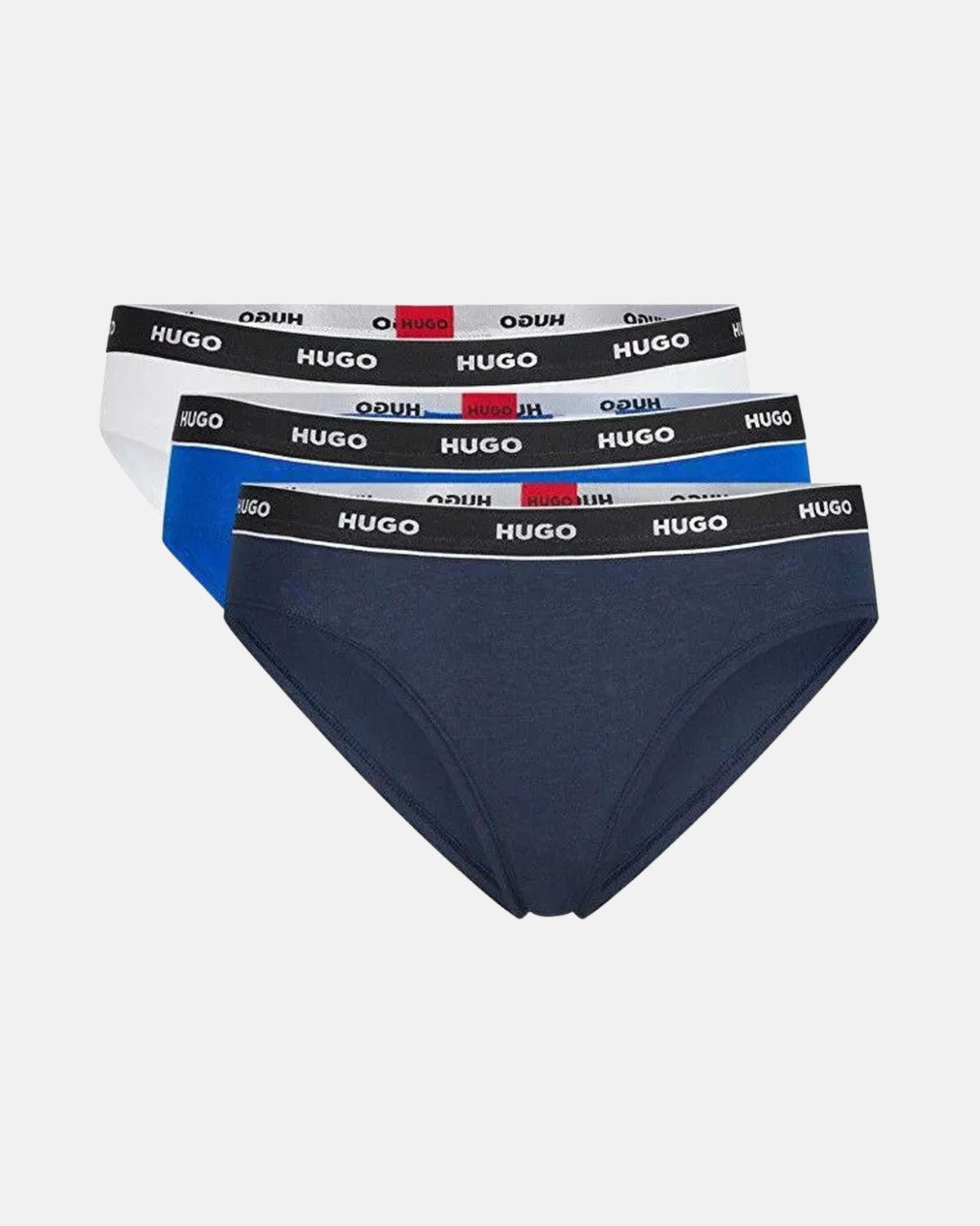 HUGO WOMENS 3 PACK BRIEFS NAVY WHITE BLUE – HUGO WOMENS 3 PACK BRIEFS NAVY WHITE BLUE-50480157-971-XS | Studio DOS by Designer Outlet Sales