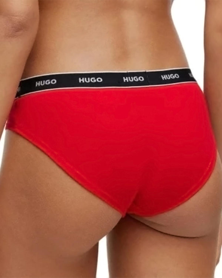 HUGO WOMENS 3 PACK BRIEFS RED PINK ROSE-Designer Outlet Sales