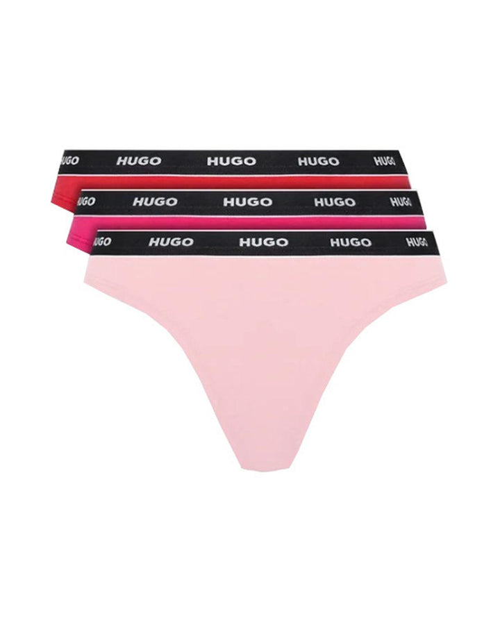 HUGO WOMENS 3 PACK BRIEFS RED PINK ROSE-Designer Outlet Sales