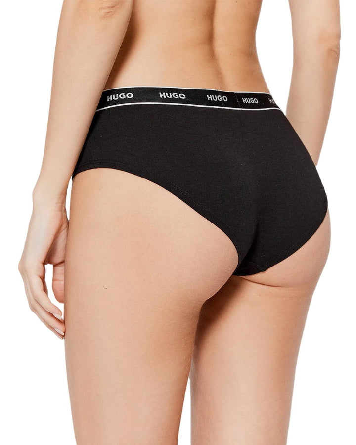 HUGO WOMENS 3 PACK HIPSTER BRIEFS BLACK-Designer Outlet Sales