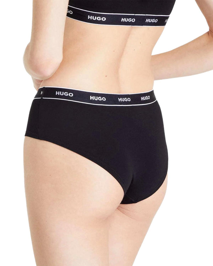 HUGO WOMENS 3 PACK HIPSTER BRIEFS BLACK WHITE-Designer Outlet Sales