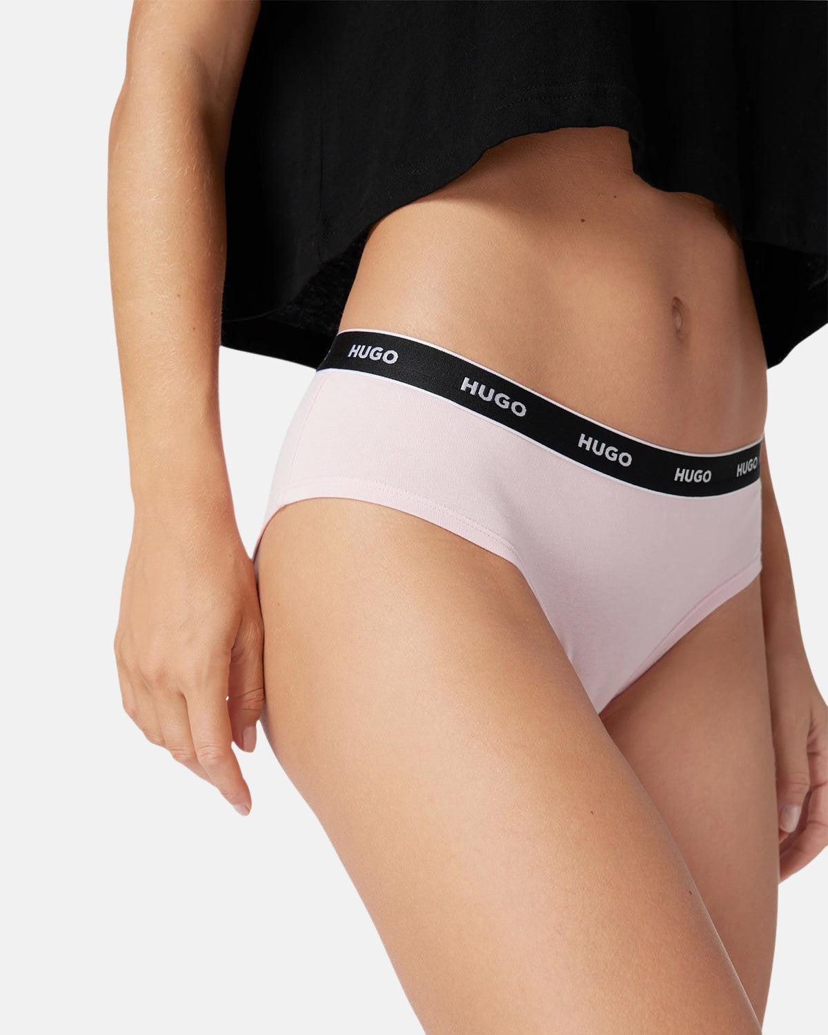 HUGO WOMENS 3 PACK HIPSTER BRIEFS BURGUNDY RED PINK – HUGO-50469658-972-XS | Studio DOS by Designer Outlet Sales