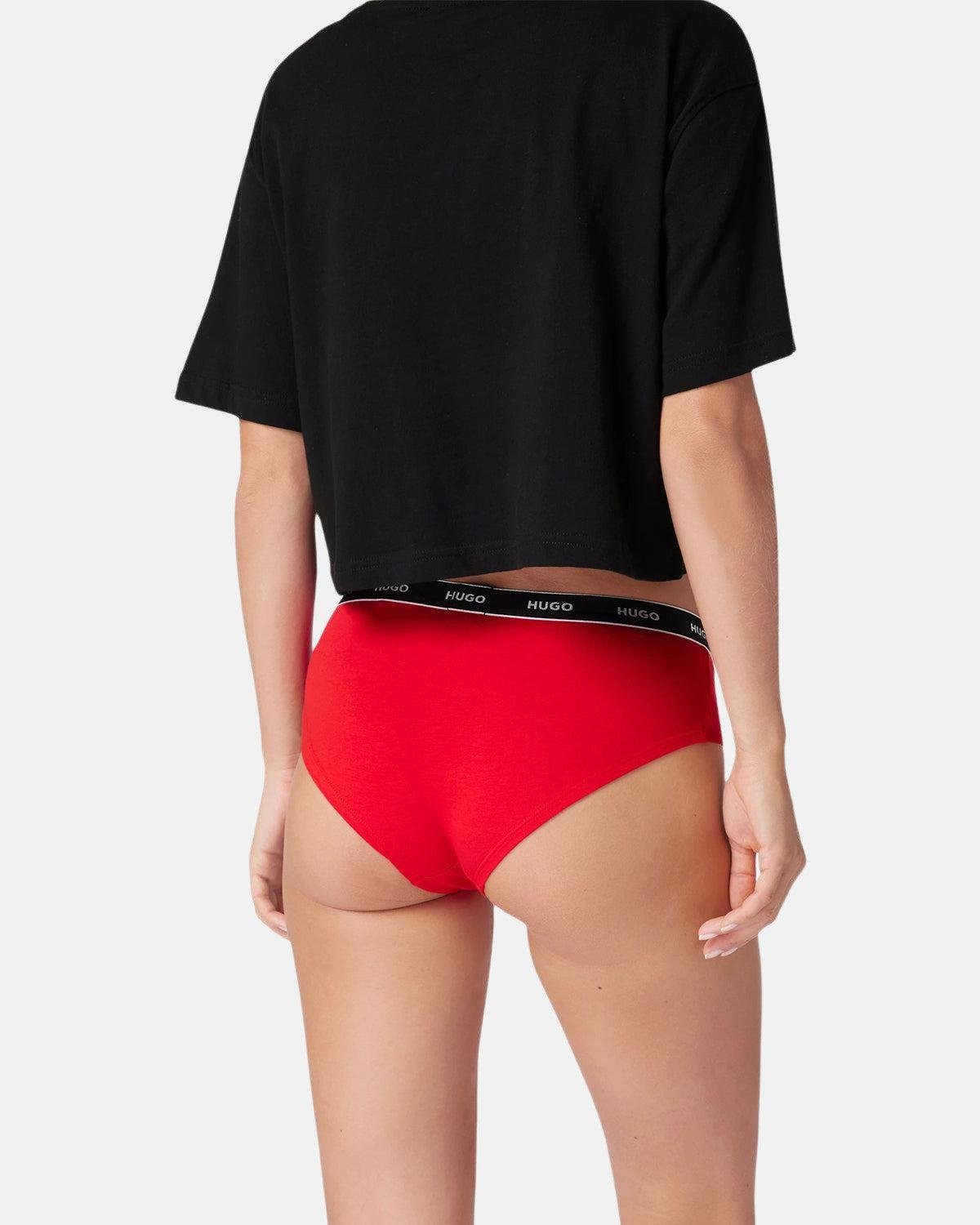 HUGO WOMENS 3 PACK HIPSTER BRIEFS BURGUNDY RED PINK – HUGO-50469658-972-XS | Studio DOS by Designer Outlet Sales