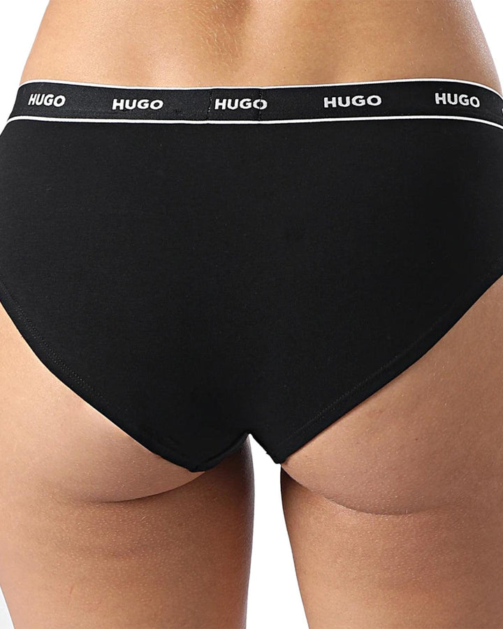 HUGO WOMENS 3 PACK HIPSTER BRIEFS NAVY BLACK BLUE-Designer Outlet Sales