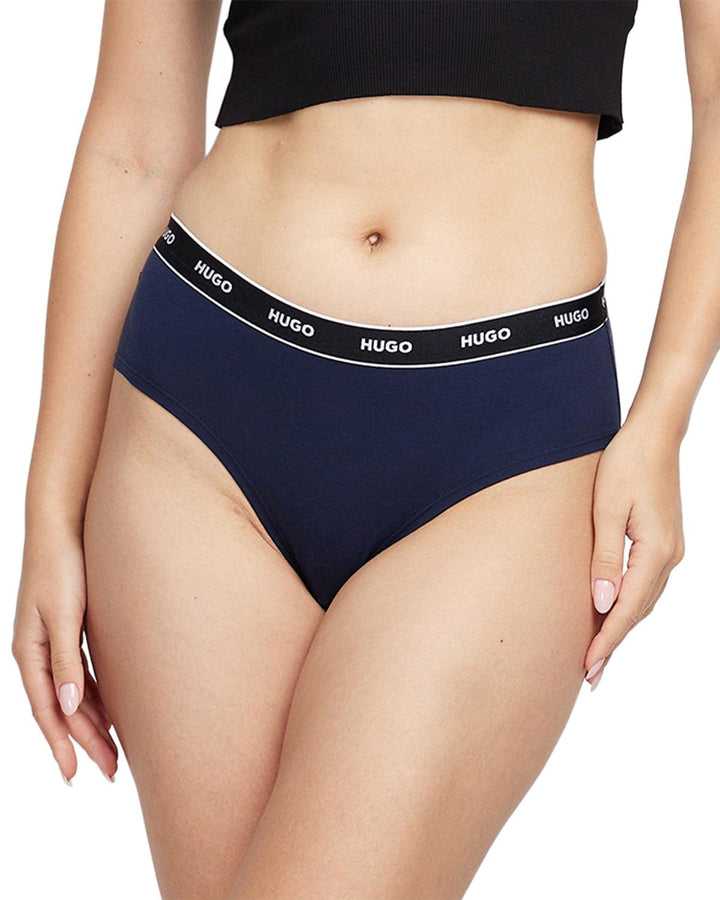 HUGO WOMENS 3 PACK HIPSTER BRIEFS NAVY BLACK BLUE-Designer Outlet Sales