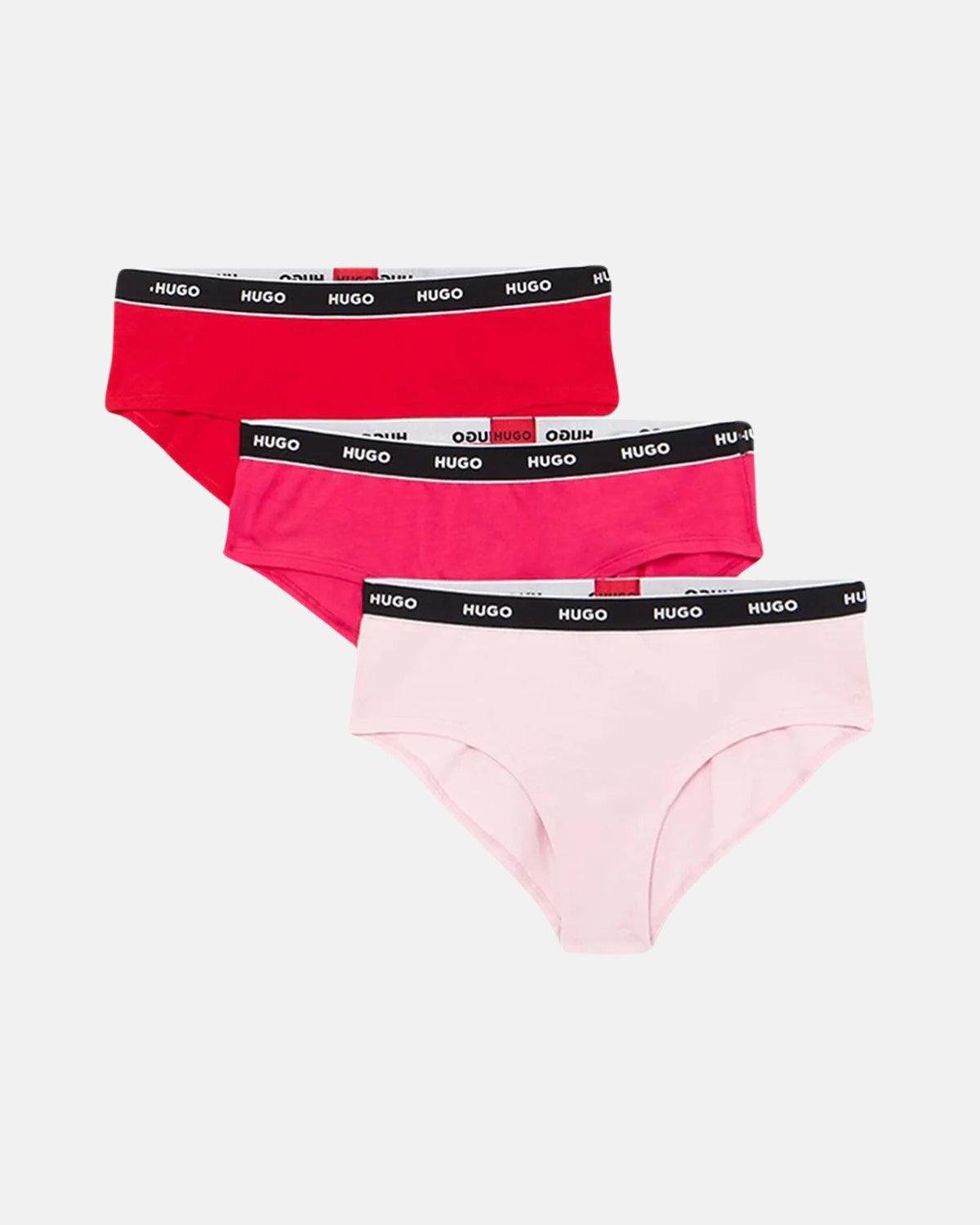 HUGO WOMENS 3 PACK HIPSTER BRIEFS RED PINK ROSE – HUGO WOMENS 3 PACK HIPSTER BRIEFS RED PINK ROSE-50480156-969-XS | Studio DOS by Designer Outlet Sales