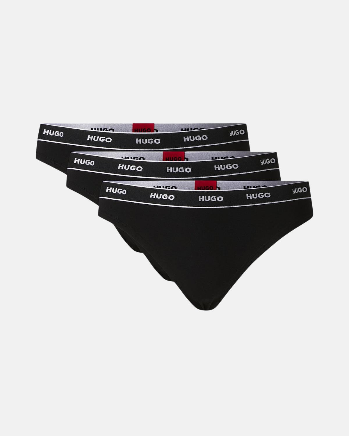 HUGO WOMENS 3 PACK THONGS BLACK – HUGO-50469681-001-XS | Studio DOS by Designer Outlet Sales