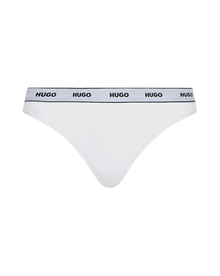 HUGO WOMENS 3 PACK THONGS BLACK WHITE ROSE-Designer Outlet Sales