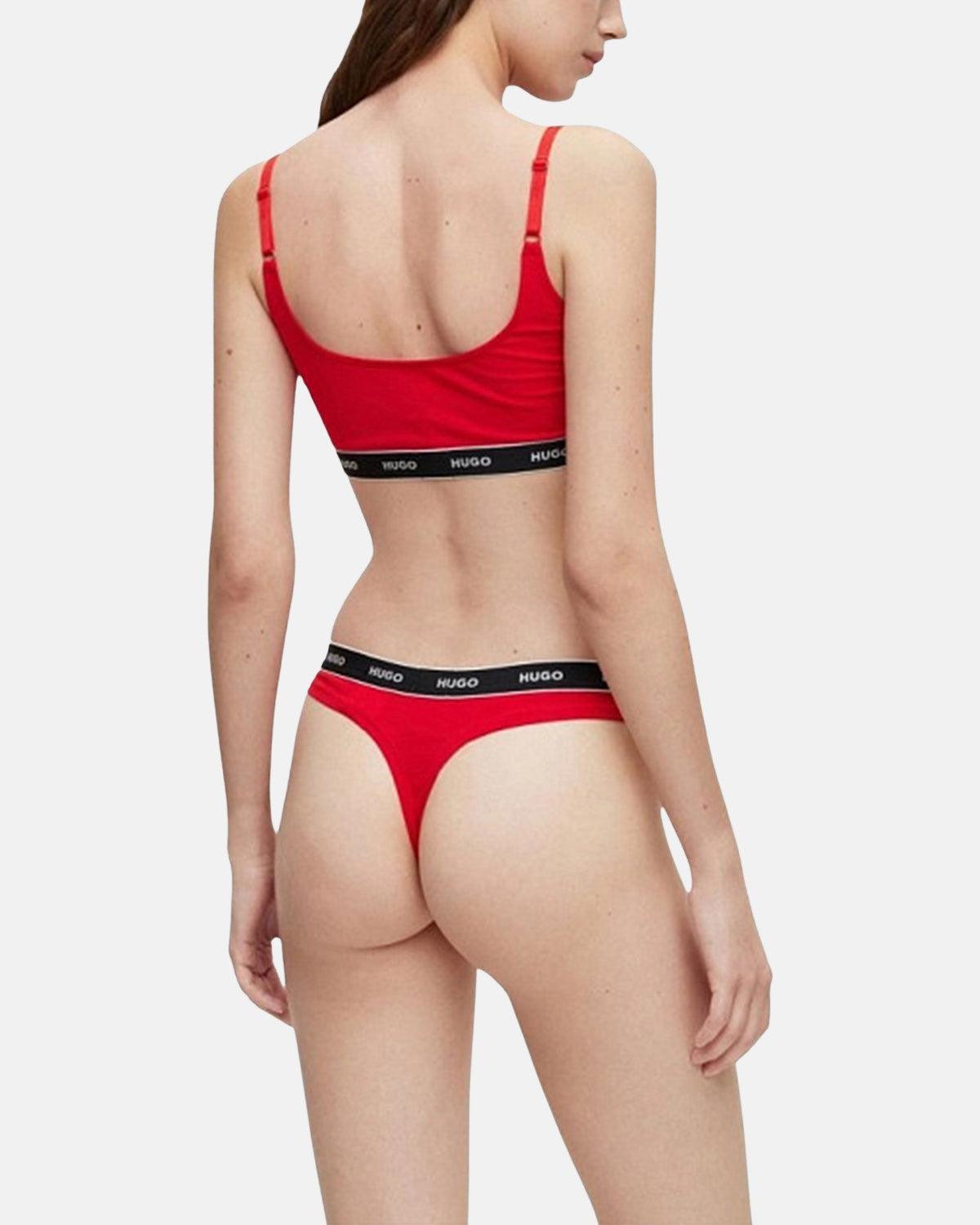 HUGO WOMENS 3 PACK THONGS BURGUNDY RED PINK – HUGO-50480150-972-XS | Studio DOS by Designer Outlet Sales