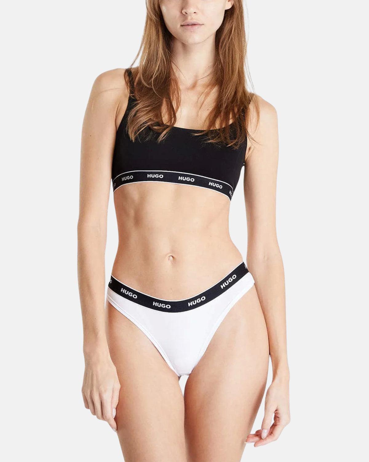 HUGO WOMENS 3 PACK THONGS NAVY WHITE BLUE – HUGO-50480150-971-XS | Studio DOS by Designer Outlet Sales