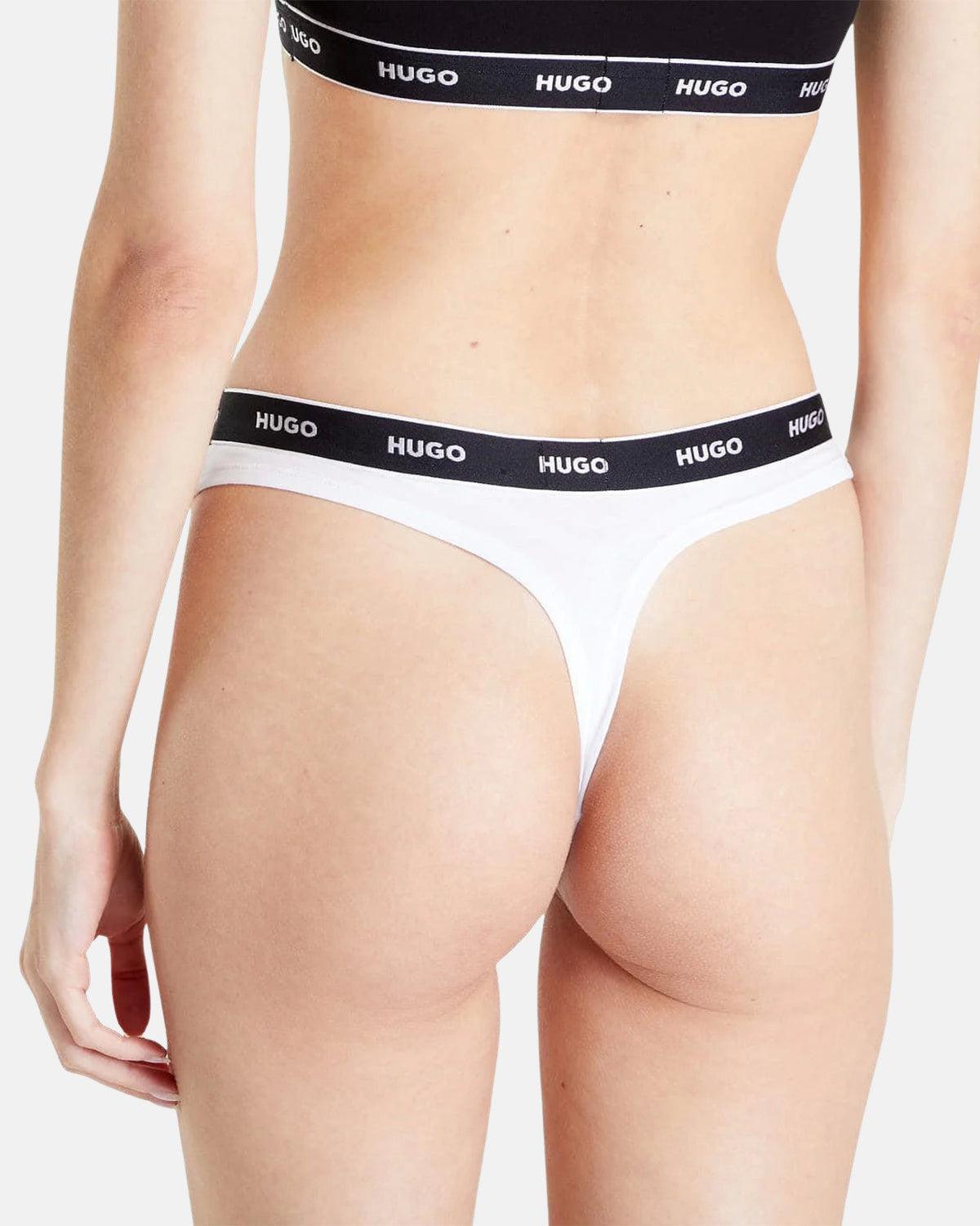 HUGO WOMENS 3 PACK THONGS NAVY WHITE BLUE – HUGO-50480150-971-XS | Studio DOS by Designer Outlet Sales