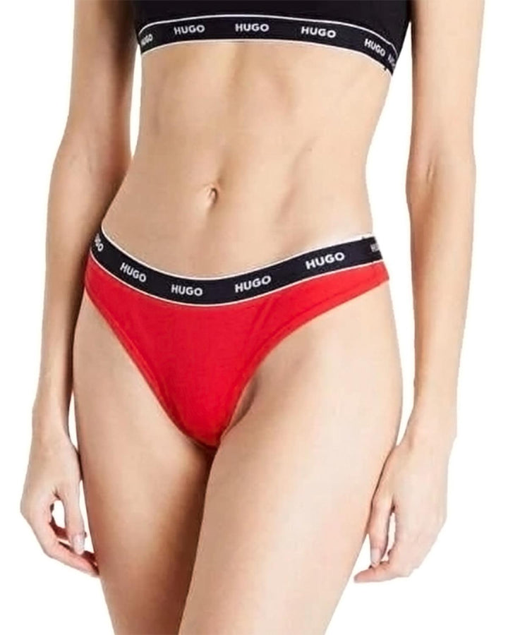 HUGO WOMENS 3 PACK THONGS RED PINK ROSE-Designer Outlet Sales