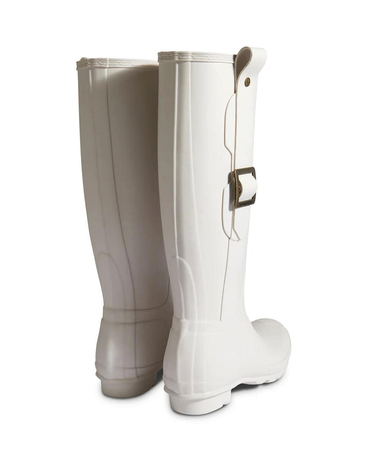 HUNTER WOMENS ORIGINAL TALL EXAGGERATED BUCKLE BOOTS WHITE WILLOW-Designer Outlet Sales