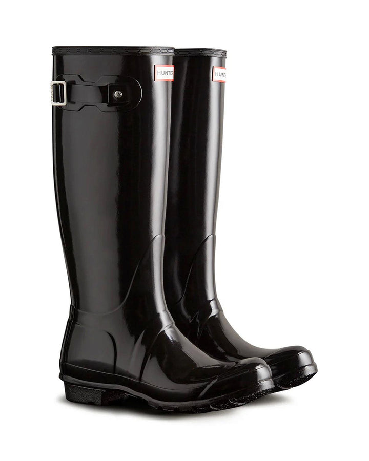 HUNTER WOMENS ORIGINAL TALL GLOSS BOOTS BLACK GRADE B-Designer Outlet Sales