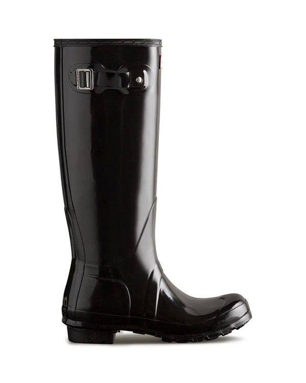 HUNTER WOMENS ORIGINAL TALL GLOSS BOOTS BLACK GRADE B-Designer Outlet Sales