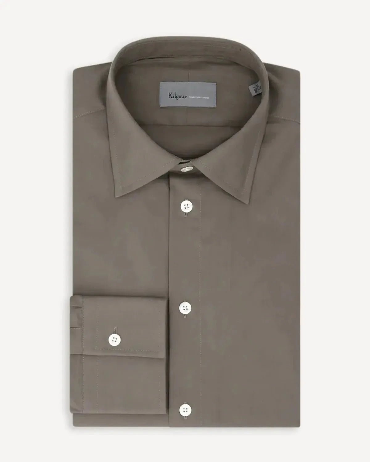 Kilgour Plain Cotton Single Cuff Shirt Khaki Green – 40541-007-073 | Studio DOS by Designer Outlet Sales