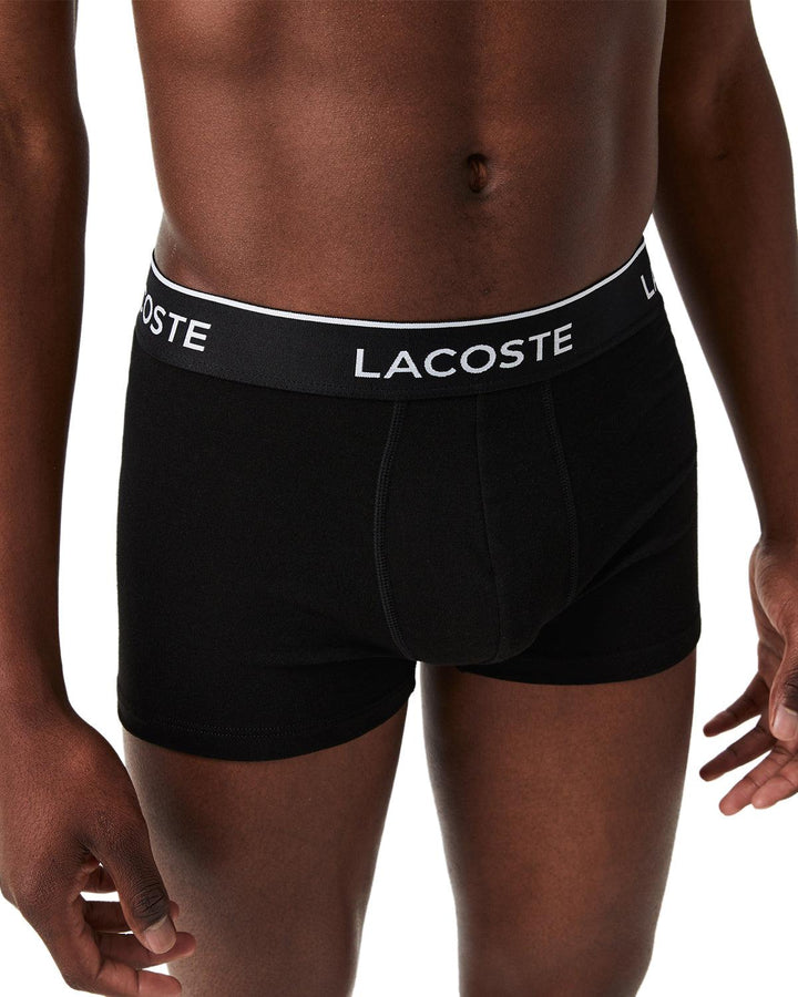 LACOSTE MENS 3 PACK TRUNKS BLACK-Designer Outlet Sales