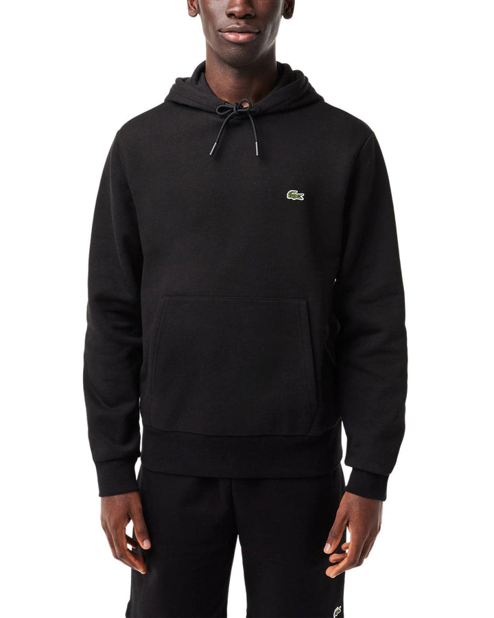 LACOSTE MENS SIGNATURE HOODIE BLACK-Designer Outlet Sales