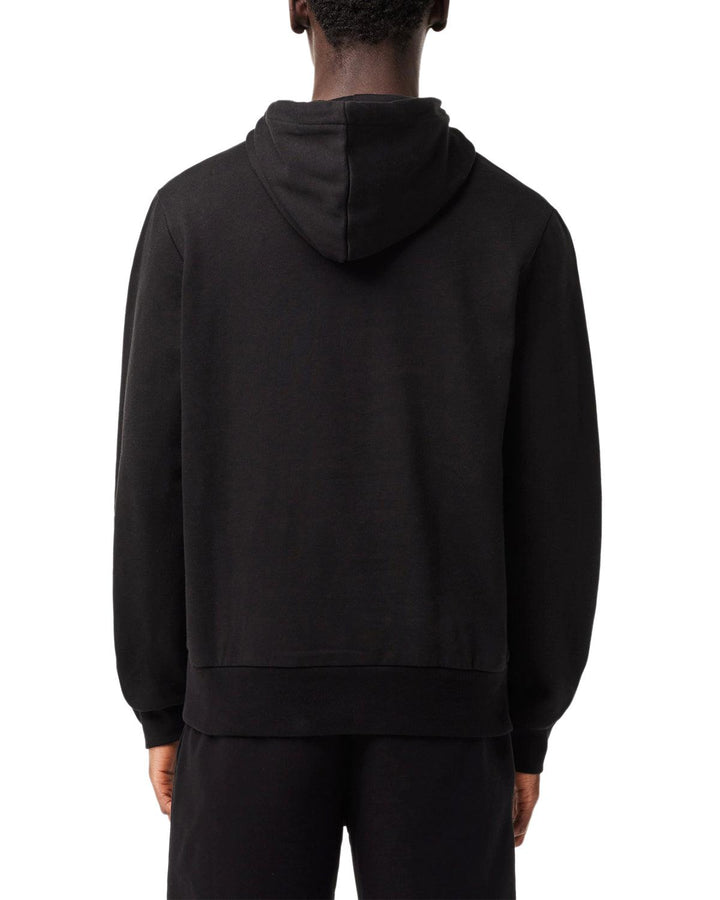 LACOSTE MENS SIGNATURE HOODIE BLACK-Designer Outlet Sales